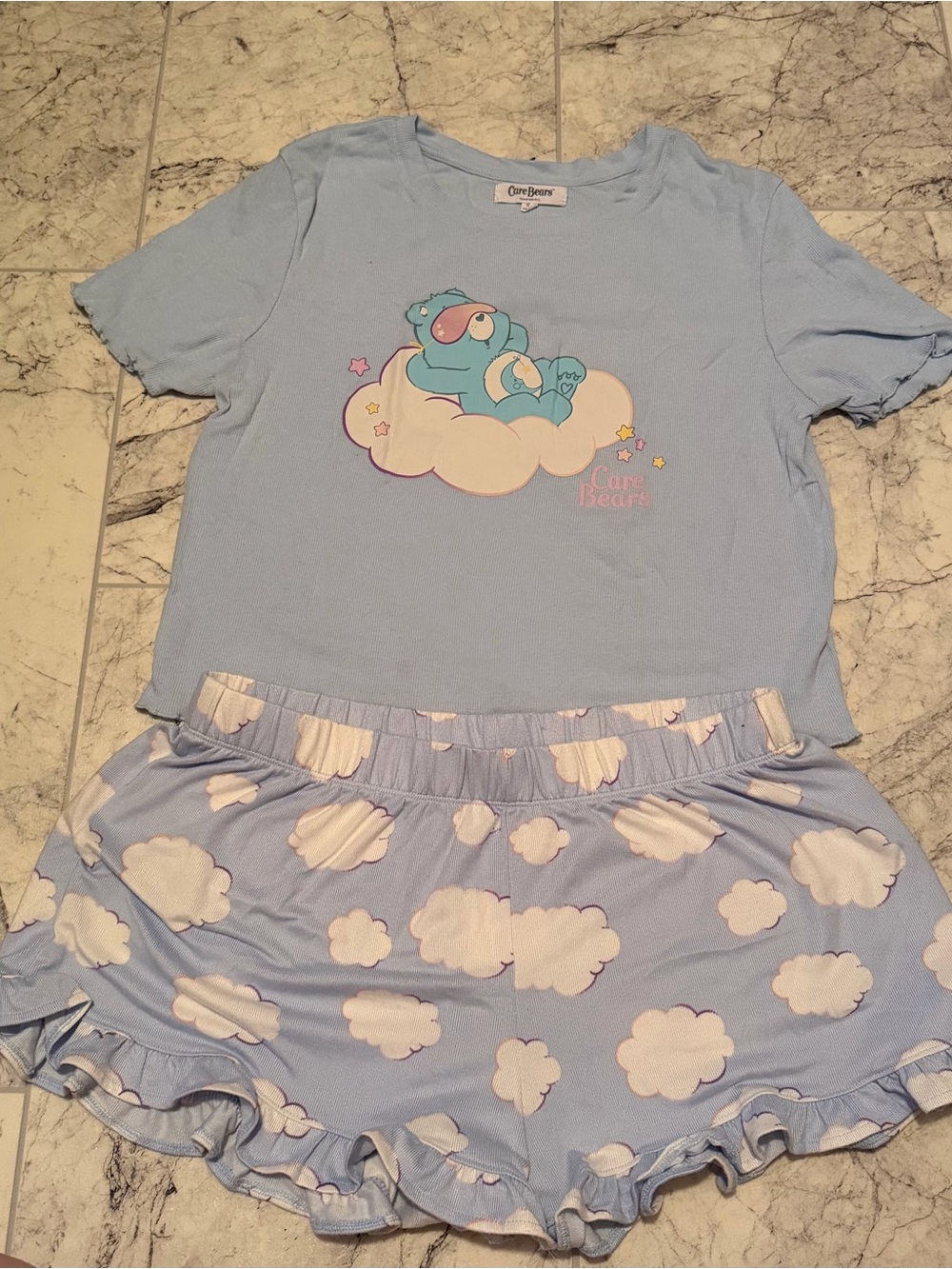 Care Bears Baby Blue Cloud Pajama Set with Graphic Tee